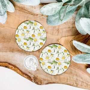 Floral Daisies Car Coasters | Car Accessories | Car Coaster | Washable